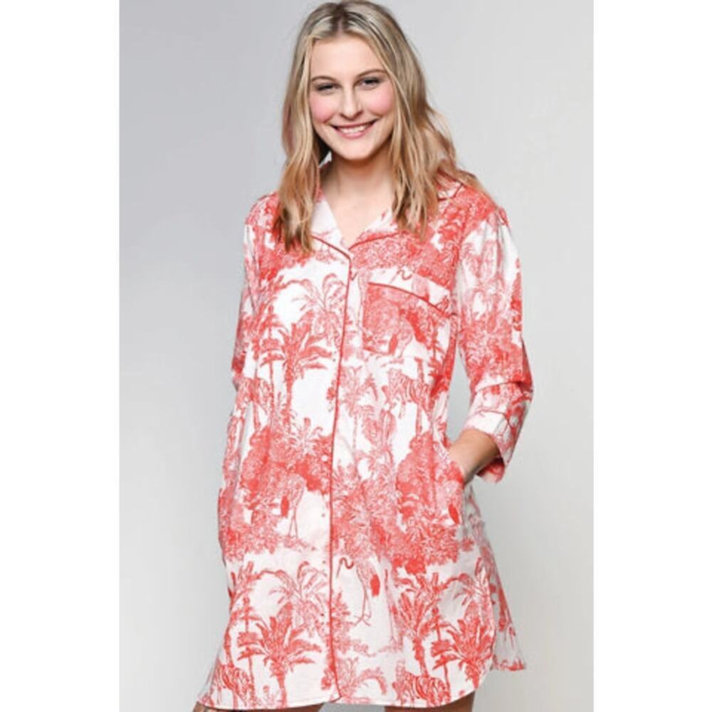 Sevya Handmade Ami 100% Cotton Red & White Nightshirt Size Small/Medium